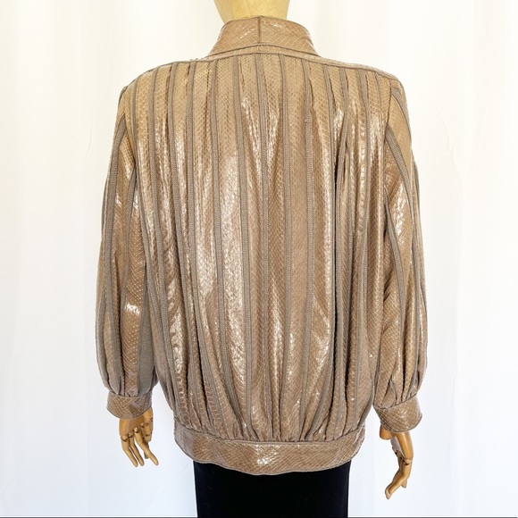 VINTAGE HETTABRETZ 1970s Reptile Leather Jacket w/ Mohair Interior, RARE! - Picture 2 of 15